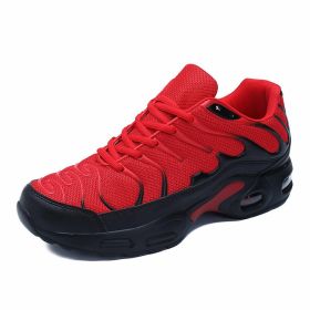 Outdoor Sport Shoe Men Mesh Breathable Running Air Cushion Athletic Walking Sneakers Spring Summer Autumn Professional Red Blue (Color: Red, size: 42)