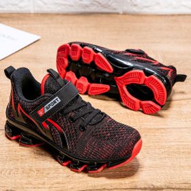 High Quality Hot Boy Girl Sneaker Casual Running Shoes Outdoor Portable Big Kids Sport Tennis Mesh Breathable Cozy Non-slip Sole (Color: Red, size: 39)