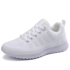 New Women Fashion Running Sneakers Platform Solid Color Flats Ladies Shoes Casual Breathable Wedge Heel Women Walking Sneaker (Color: 1721-white, Shoe Size: 40)