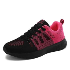 New Women Fashion Running Sneakers Platform Solid Color Flats Ladies Shoes Casual Breathable Wedge Heel Women Walking Sneaker (Color: 1721-Black Rose, Shoe Size: 39)