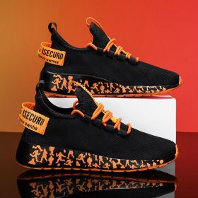 New Women Fashion Running Sneakers Platform Solid Color Flats Ladies Shoes Casual Breathable Wedge Heel Women Walking Sneaker (Color: G183-1-Black orange, Shoe Size: 39)