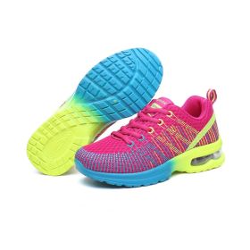 Casual Mesh Shoes Women Outdoor Breathable Soft Comfortable Fashion Jogging Fitness Running Colorful Air Cushion Sneakers Female (Color: rose, size: 39)