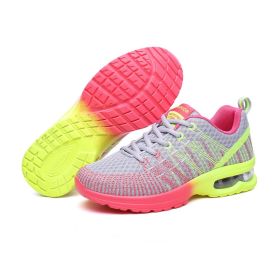Casual Mesh Shoes Women Outdoor Breathable Soft Comfortable Fashion Jogging Fitness Running Colorful Air Cushion Sneakers Female (Color: Gray, size: 37)