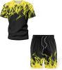 Men's Short-sleeved T-shirt Running Loose Casual Flame Print Sports Suit