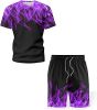 Men's Short-sleeved T-shirt Running Loose Casual Flame Print Sports Suit