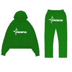 Tracksuit Mens Y2k Loose Casual Jogging Suit Nofs Printed Streetwear Hoodie Sweatpants Set (Color: Green, size: L)