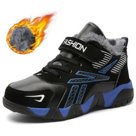 Boys Sneakers Winter Shoes Kids Cotton Shoes Fashion Fur Warm Outdoor Trainer Kids Running Shoes Children Sport Shoe Boots Tenis (Color: Blue, size: 4.5)