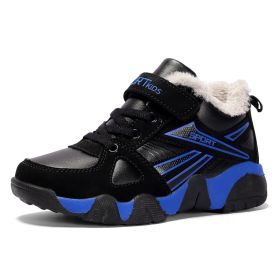 Boys Sneakers Winter Shoes Kids Cotton Shoes Fashion Fur Warm Outdoor Trainer Kids Running Shoes Children Sport Shoe Boots Tenis (Color: blue winter shoes, size: 6)